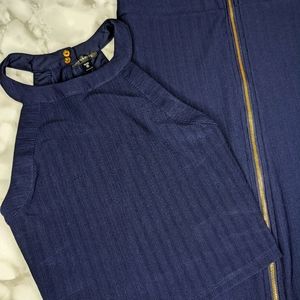 DYNAMITE Navy Cropped Halter Top & Pencil Skirt